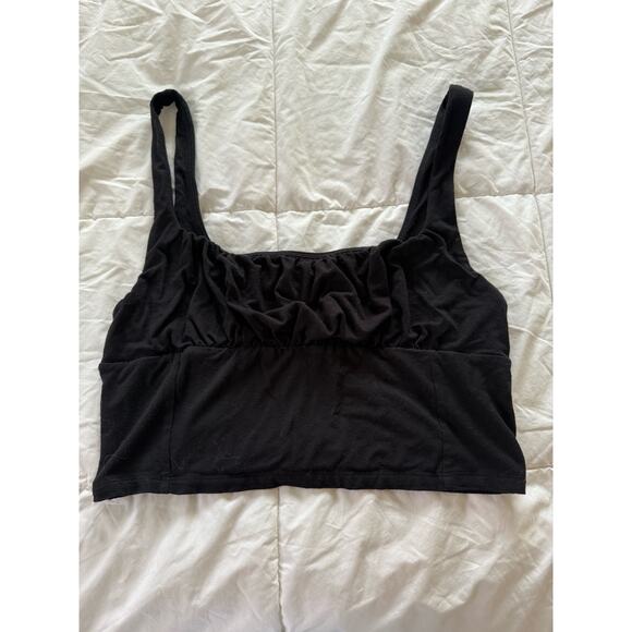 Wilfred Free ARITZIA Black Shrunken Bust Cropped Womens Cami Top Size Large - Picture 2 of 5